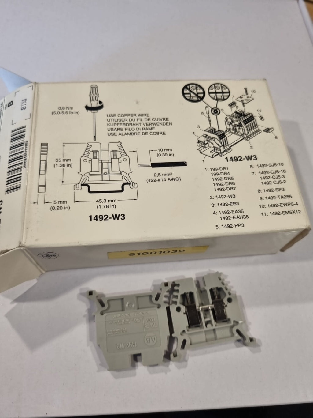 Box with 18 x ALLEN BRADLEY 1492-W3TW-BL / 1492W3TWBL , new old stock, unused