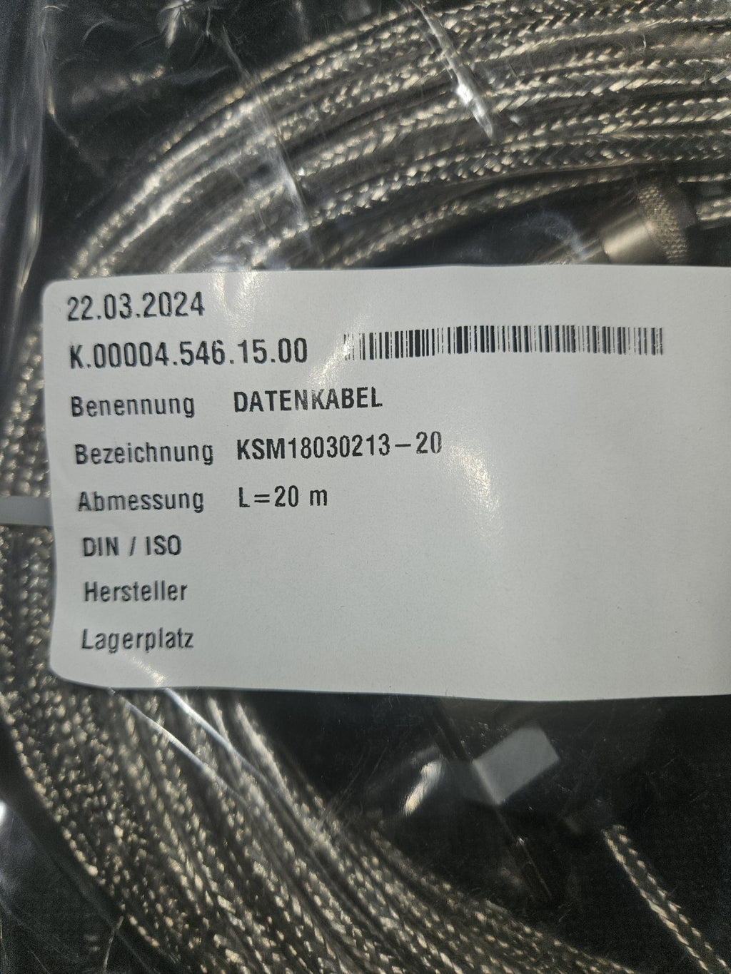 20m Kistler 18031543KSM18030213-20 Kabel Datenleitung Datenkabel Neu/ovp, NEW