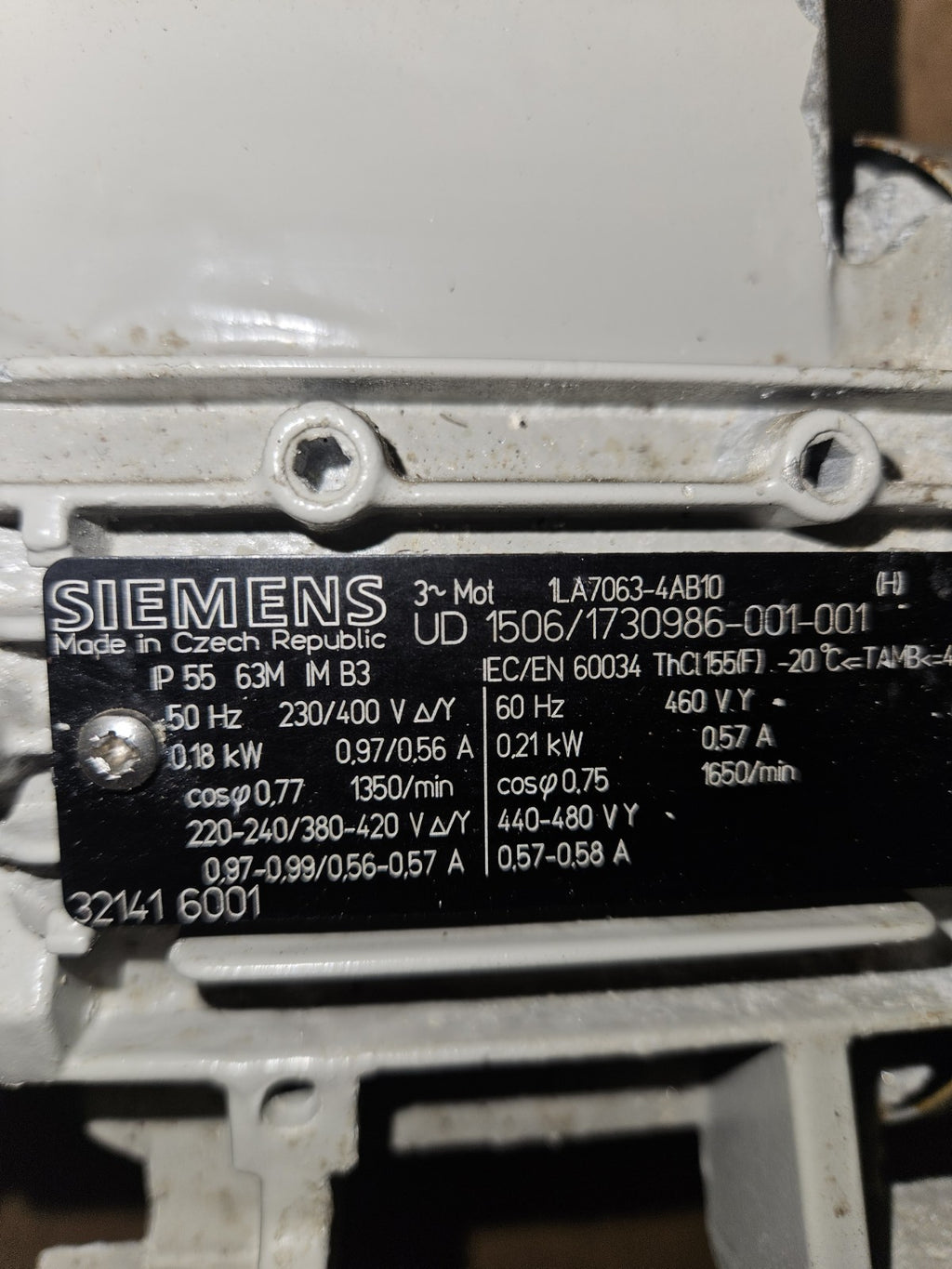 Siemens 1LA7063-4AB10 50/60Hz 0,18/0,21kW 1350/1650rpm Elektromotor -unused-new