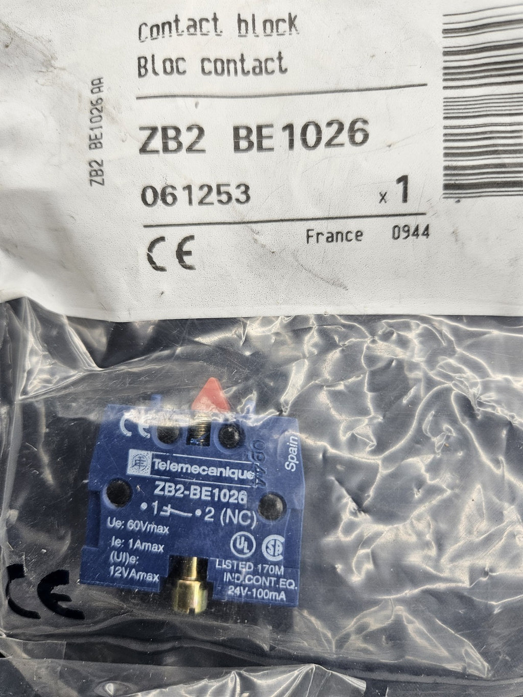 Telemecanique Schneider  ZB2-BE1026 Contact Block Schalterblock 061253 New Neu