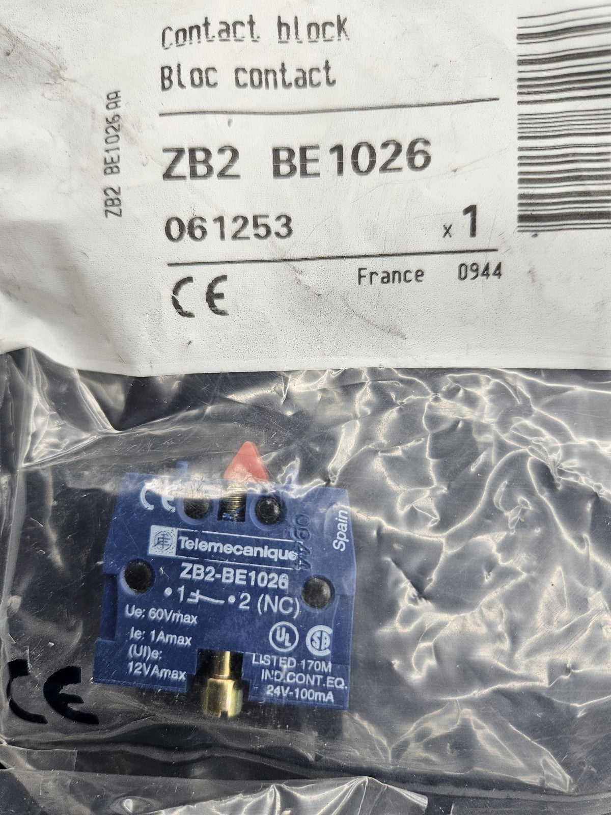 Telemecanique Schneider  ZB2-BE1026 Contact Block Schalterblock 061253 New Neu