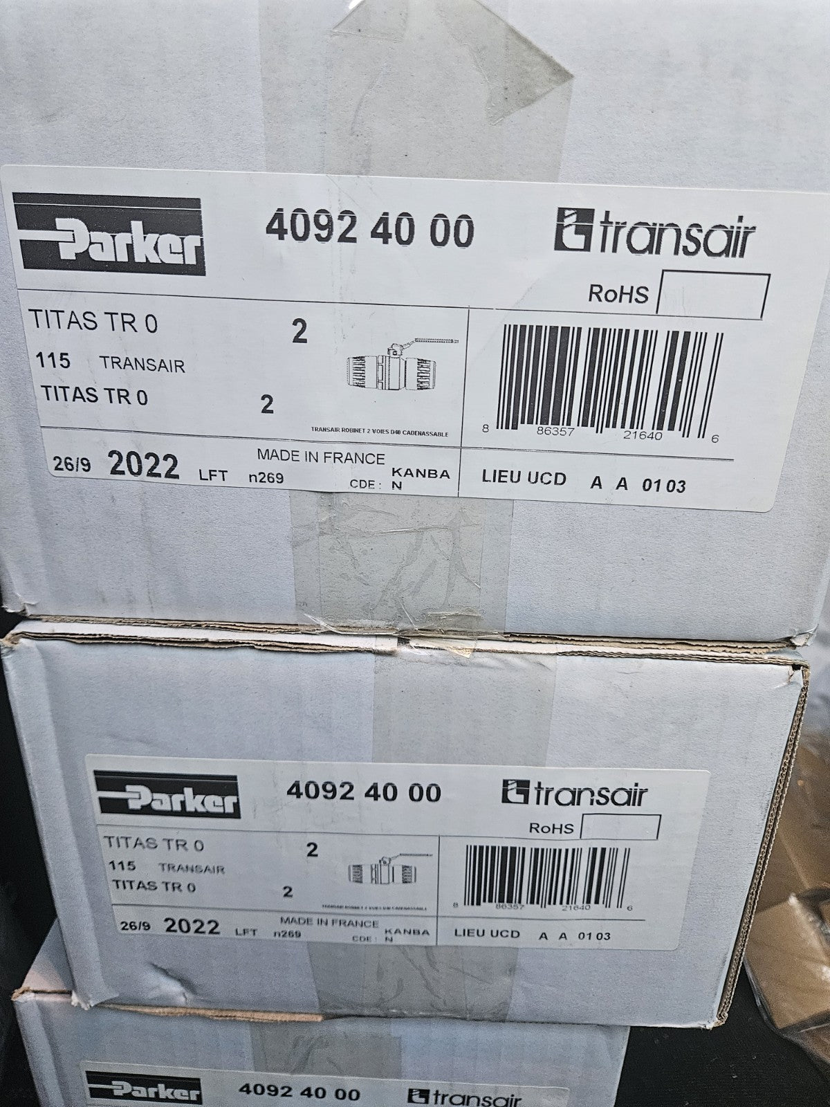 Pack of 2 x PARKER TRANSAIR 4092 40 00 Tubing Fitting,For Tubing O.D.1 40.00mm