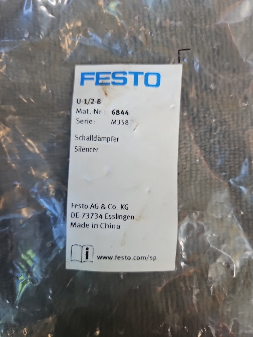 FESTO Schalldämpfer U-1/2-B, 6844, Serie M358, NEU, OVP Unbenutzt Sealed