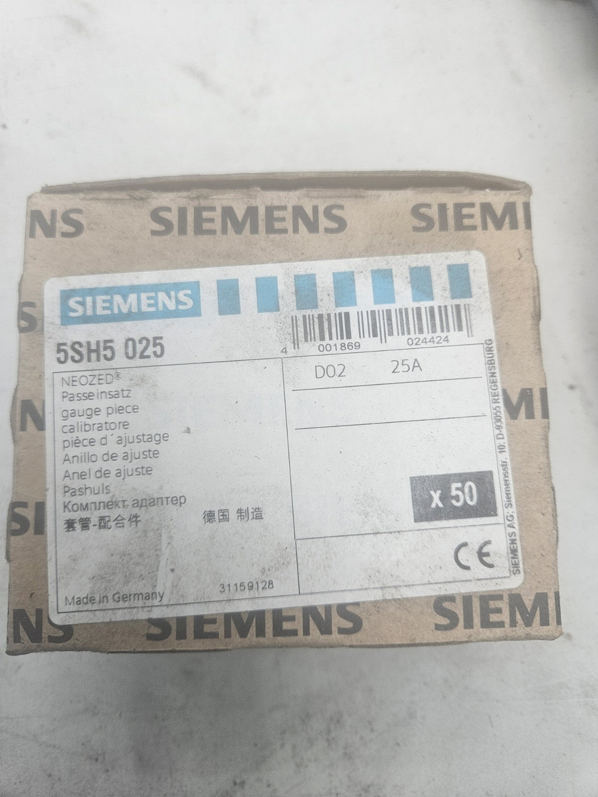 NEU 50 x Siemens 5SH5035 Neozed-Hülsen-Paßeinsatz 5SH5 035, 4001869024424 NEW