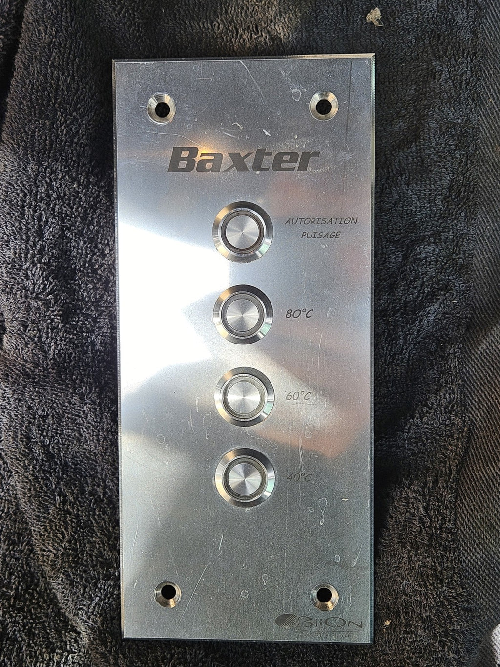 Baxter BiiON Stainless Steel Control Panel – 4 Piezo Push Buttons 40/60/80°C