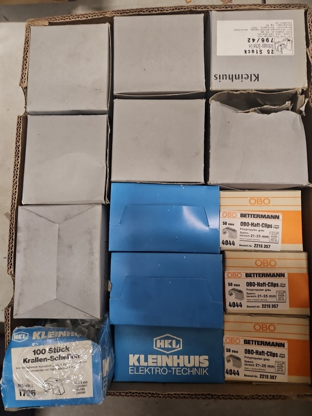Mega KONVOLUT, Schnappschellen, Nagelschellen, OBO,KLEINHUIS, BETTERMANN neu/ovp