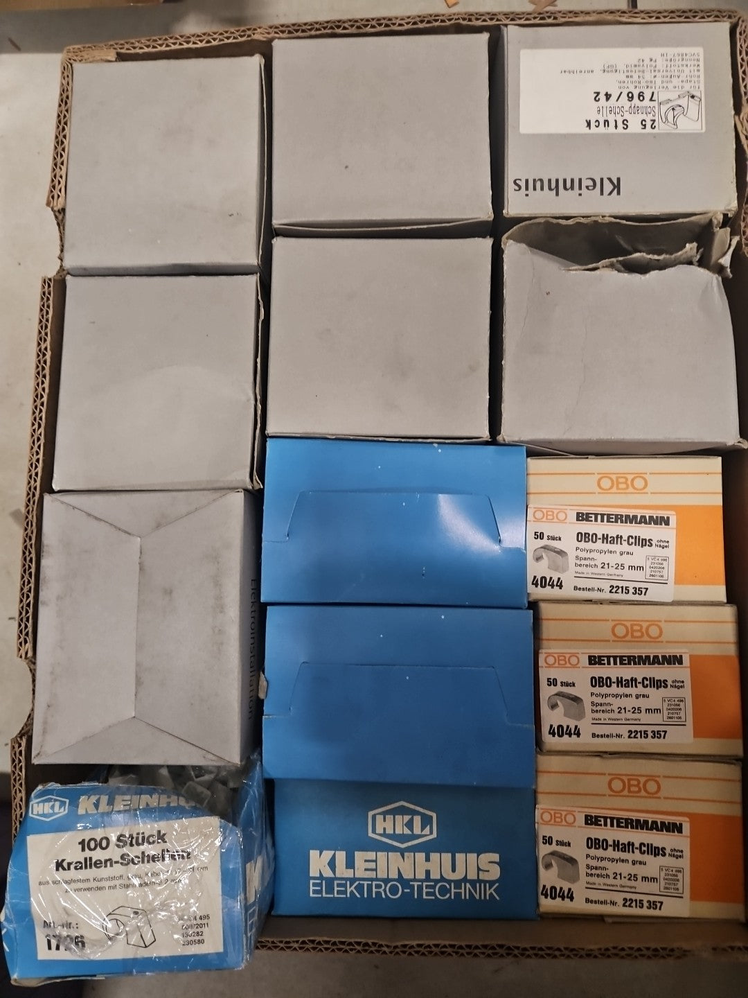 Mega KONVOLUT, Schnappschellen, Nagelschellen, OBO,KLEINHUIS, BETTERMANN neu/ovp