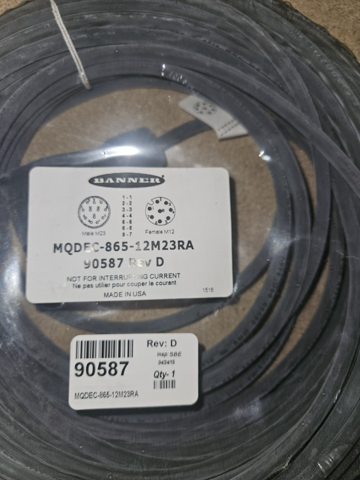 BANNER BAN MQDEC-865-12M23RA 90587,Sensorleitung, Cable, New Sealed Neu/ovp