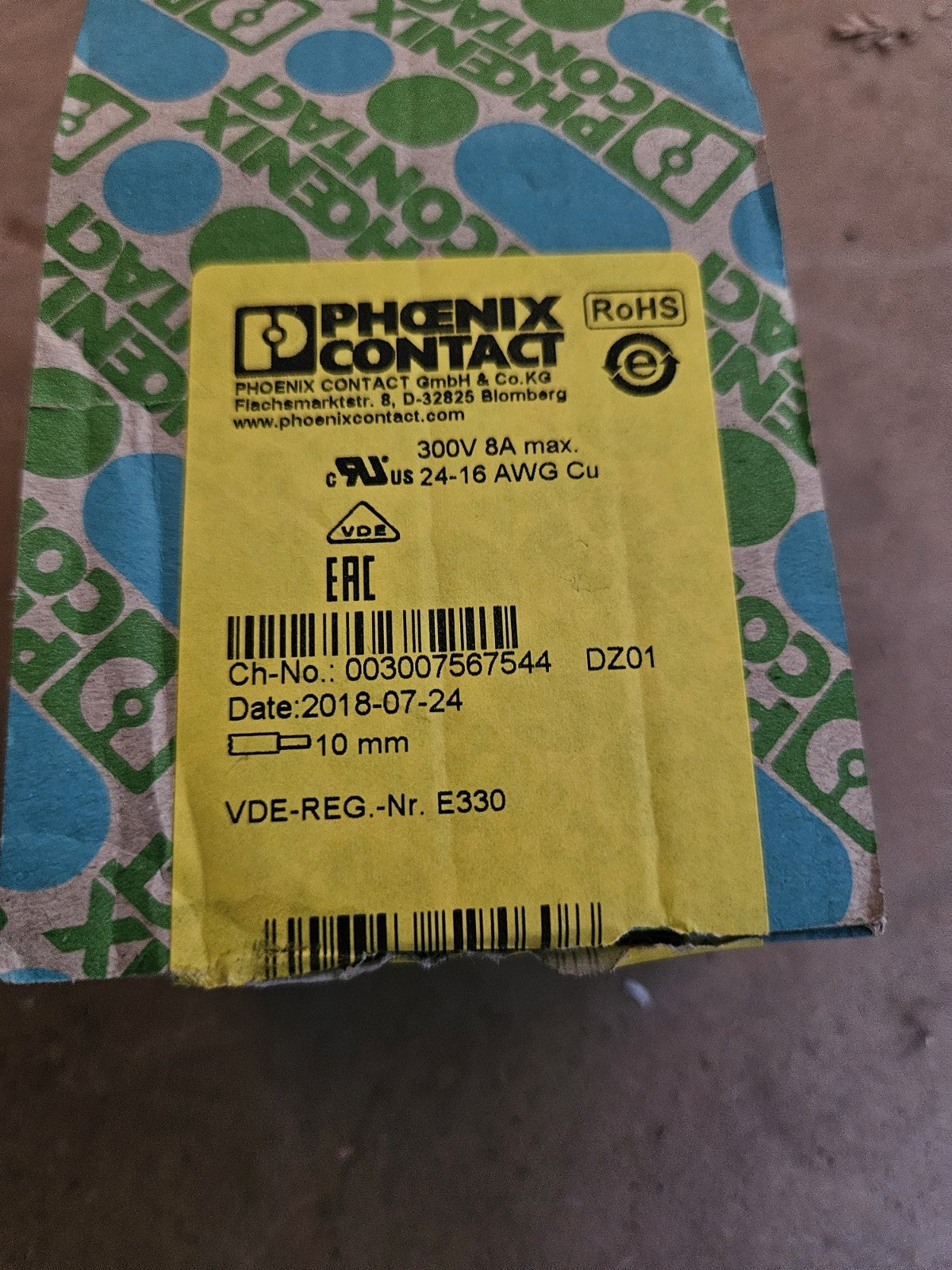 1 x Phoenix Contact 1790548,  DFMC 1.5/8-ST-3,5-LR, 16-pole, New Neu Unused