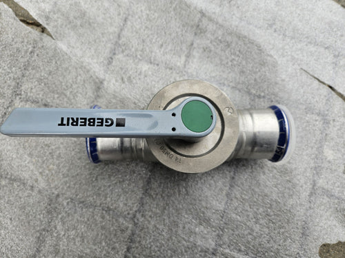 1 x Geberit Mapress Edelstahl Kugelhahn mit Betätigungshebel 94958,Neu/Unbenutzt