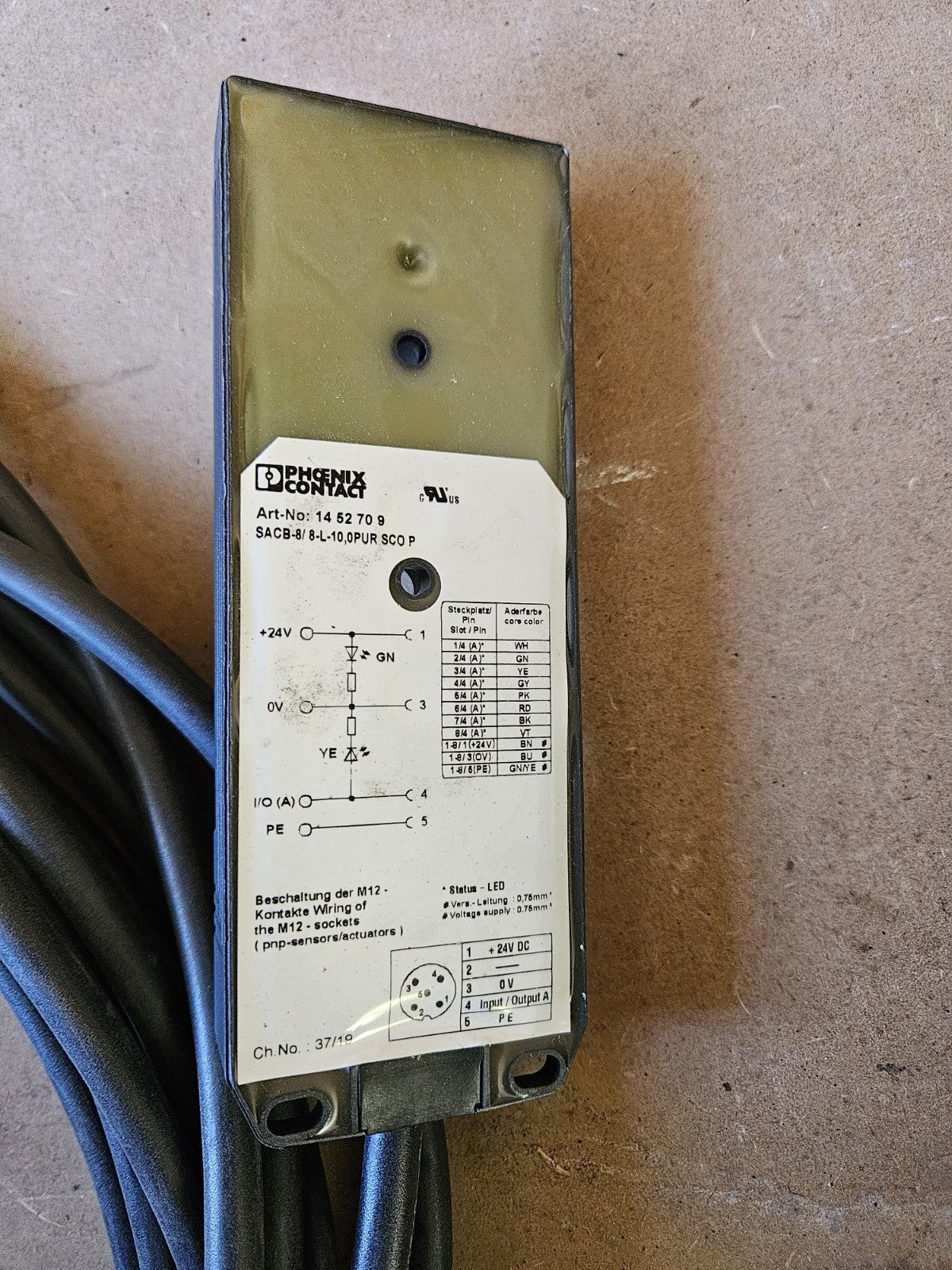 PHOENIX CONTACT SACB-8/ 8-L-10,0PUR SCO P, 14 52 70 9, 1452709 neu New Unused