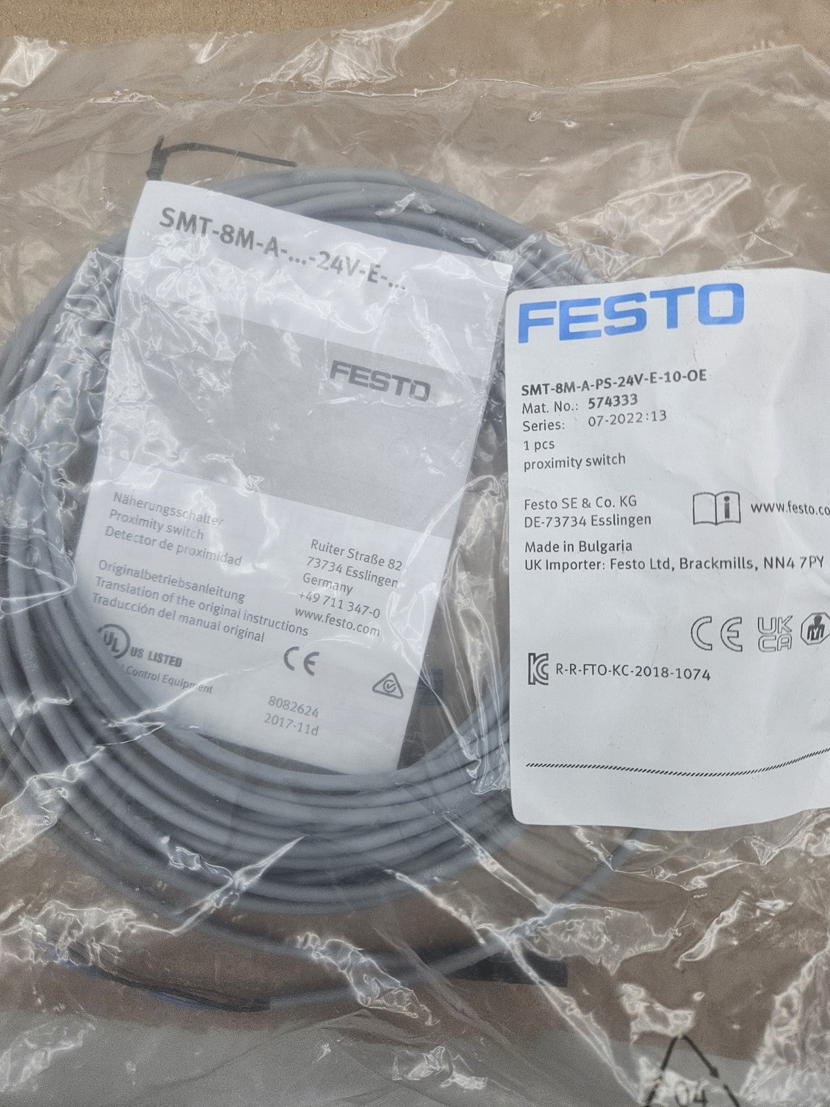 Festo Näherungsschalter 574333, SMT-8M-A-PS-24V-E-10-OE, New Sealed Neu/ovp