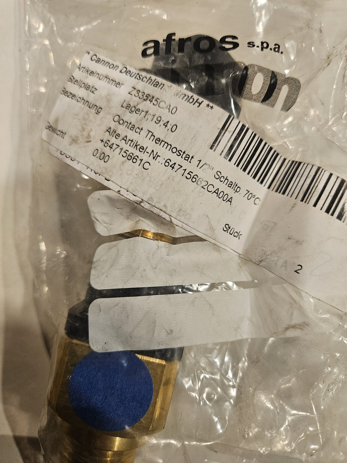 Afros CANNON Fox Z33545CA0,  64715662CA00A Bimetall bimetallic thermostat, New
