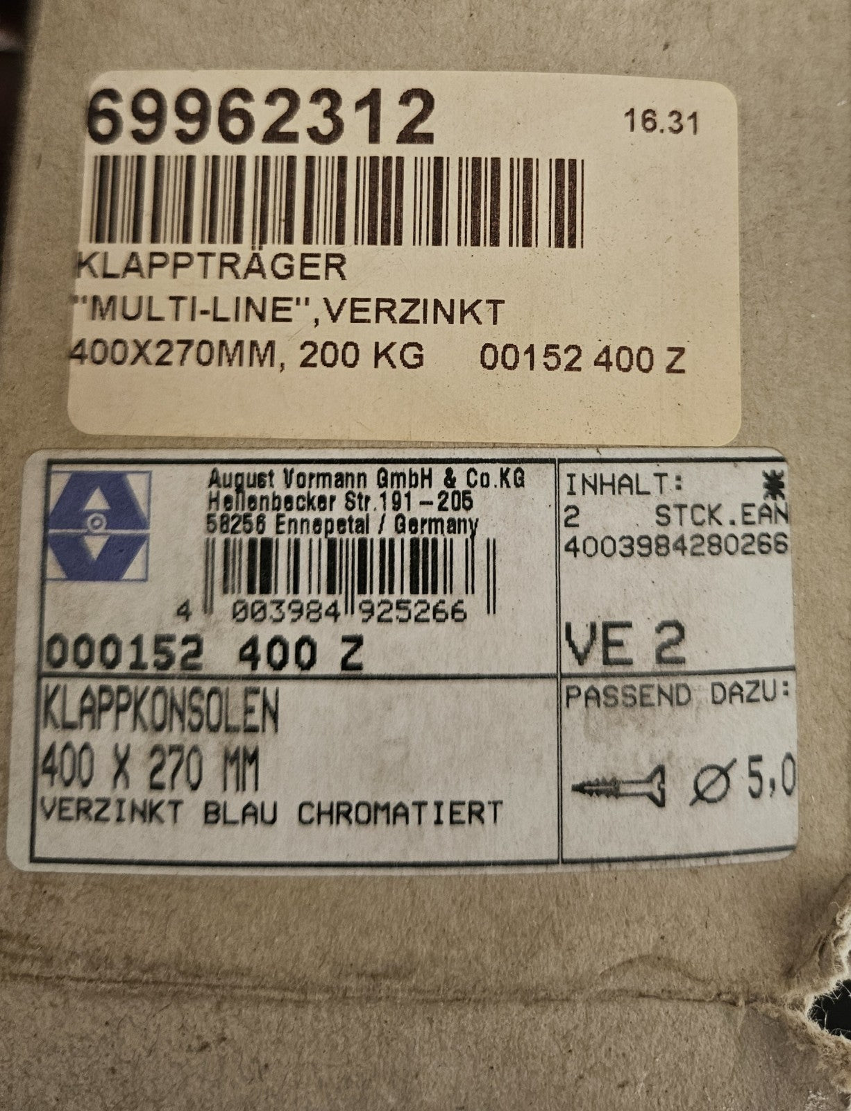 3 x Multiline Klappträger verstellbar Klappkonsole Tischverlängerung Neu/ovp