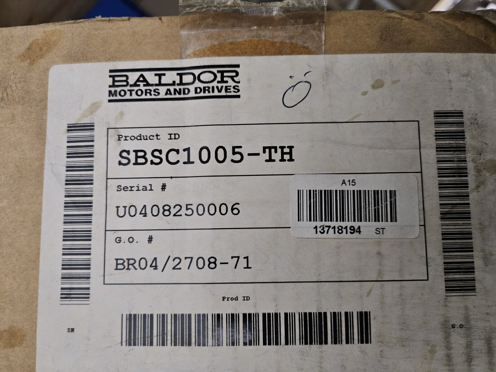 BALDOR ASR32020A SBSC1005-TH U0408250006 Servo DRIVE, DC320V, 5A/AC0-250V New!!!