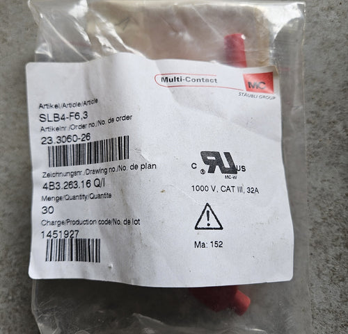 30 x Multi Contact 23.3060-26 SLB4-F6,3 Buchse STÄUBLI Neu/Ovp Sealed