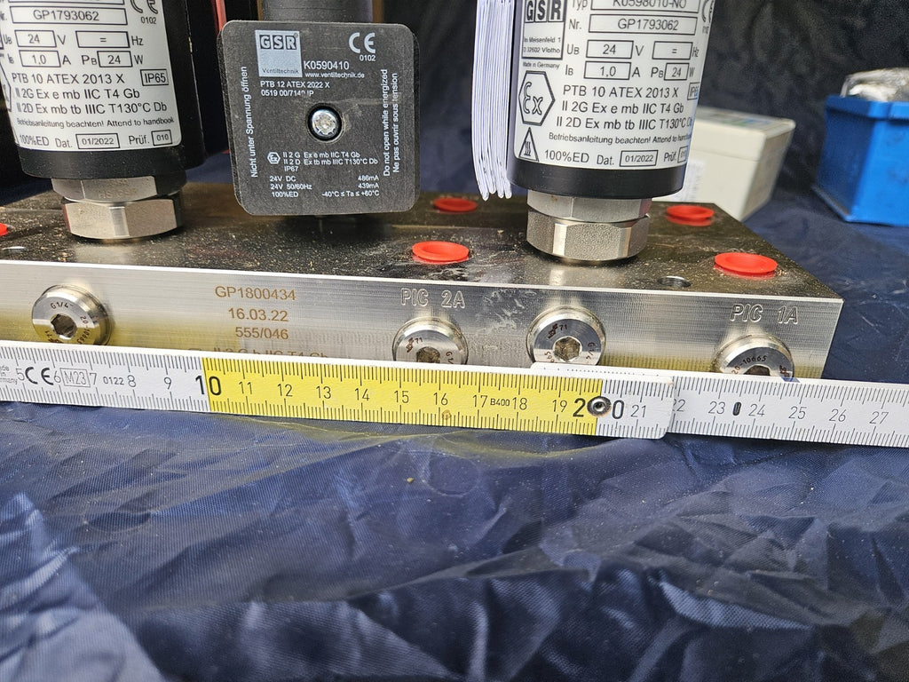 GSR Edelstahl Hydrauliksteuerblock Steuerblock Hydraulikblock Exschutz Neu/ovp 