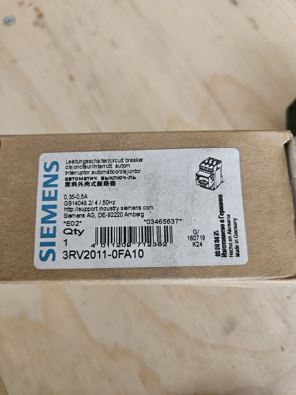 Siemens Dig.Industr. Leistungsschalter 3RV2011-0FA10 IP20 Breaker Switch Neu New