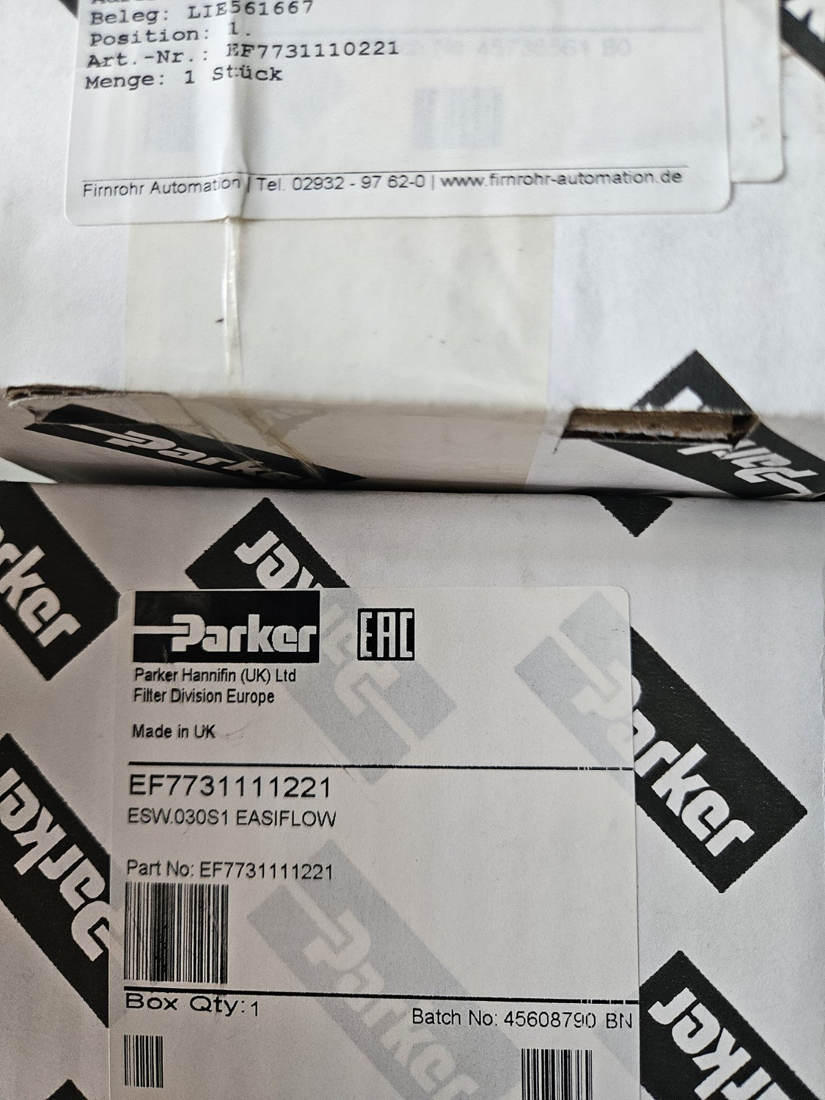 PARKER Easyflow EF7731110221 , ESW015S1 Durchflussmesser, Neu/ovp New Unused