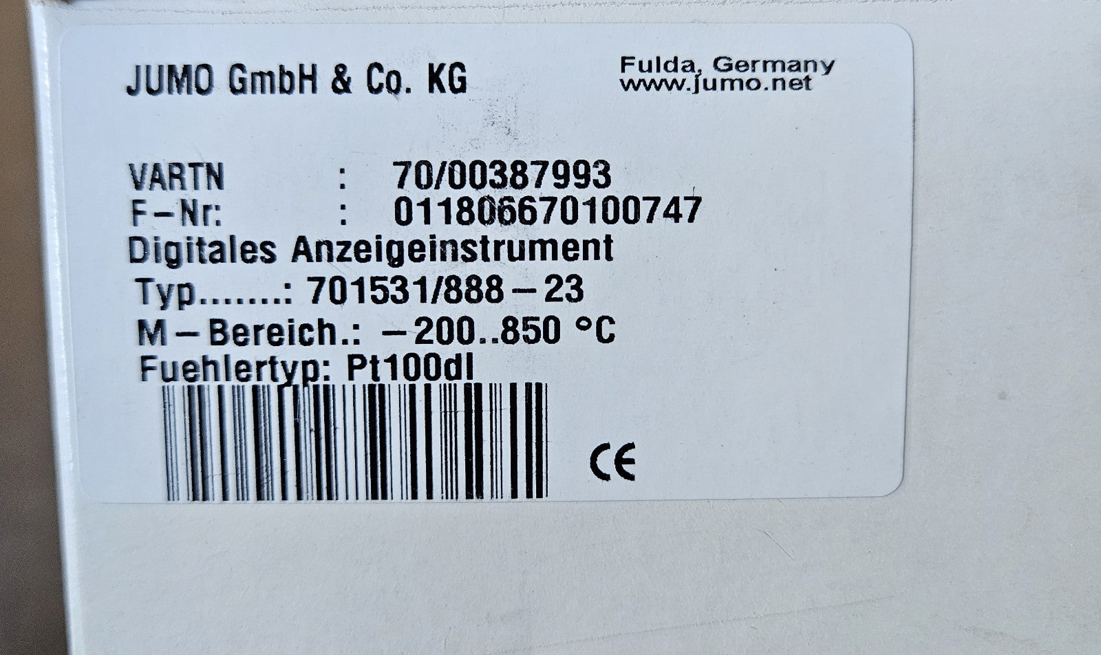JUMO di 08 Prüf-ID 00604968,   701531/888-23,  70/00387993,AC 110.240V New Neu