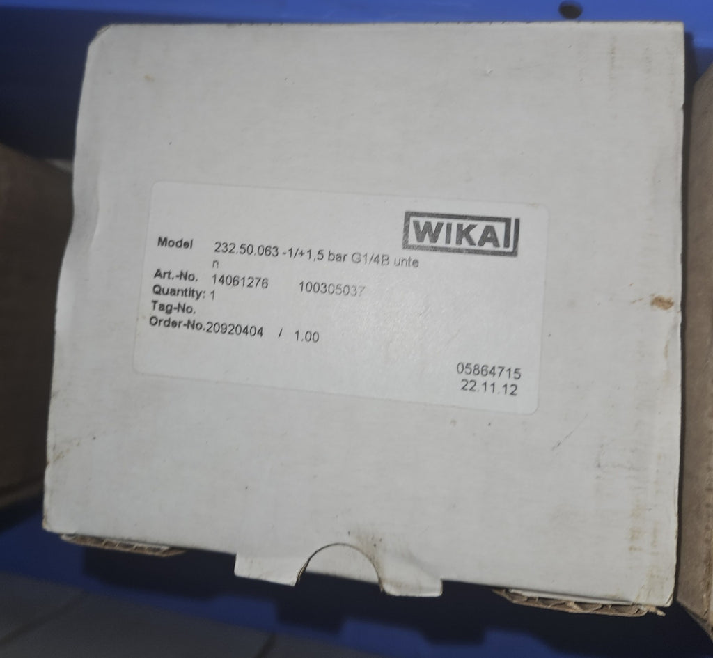 Wika 232.50.063, 14061276 Manometer, -1/+1,5bar, G1/4B unten Neu/ovp, New Unused