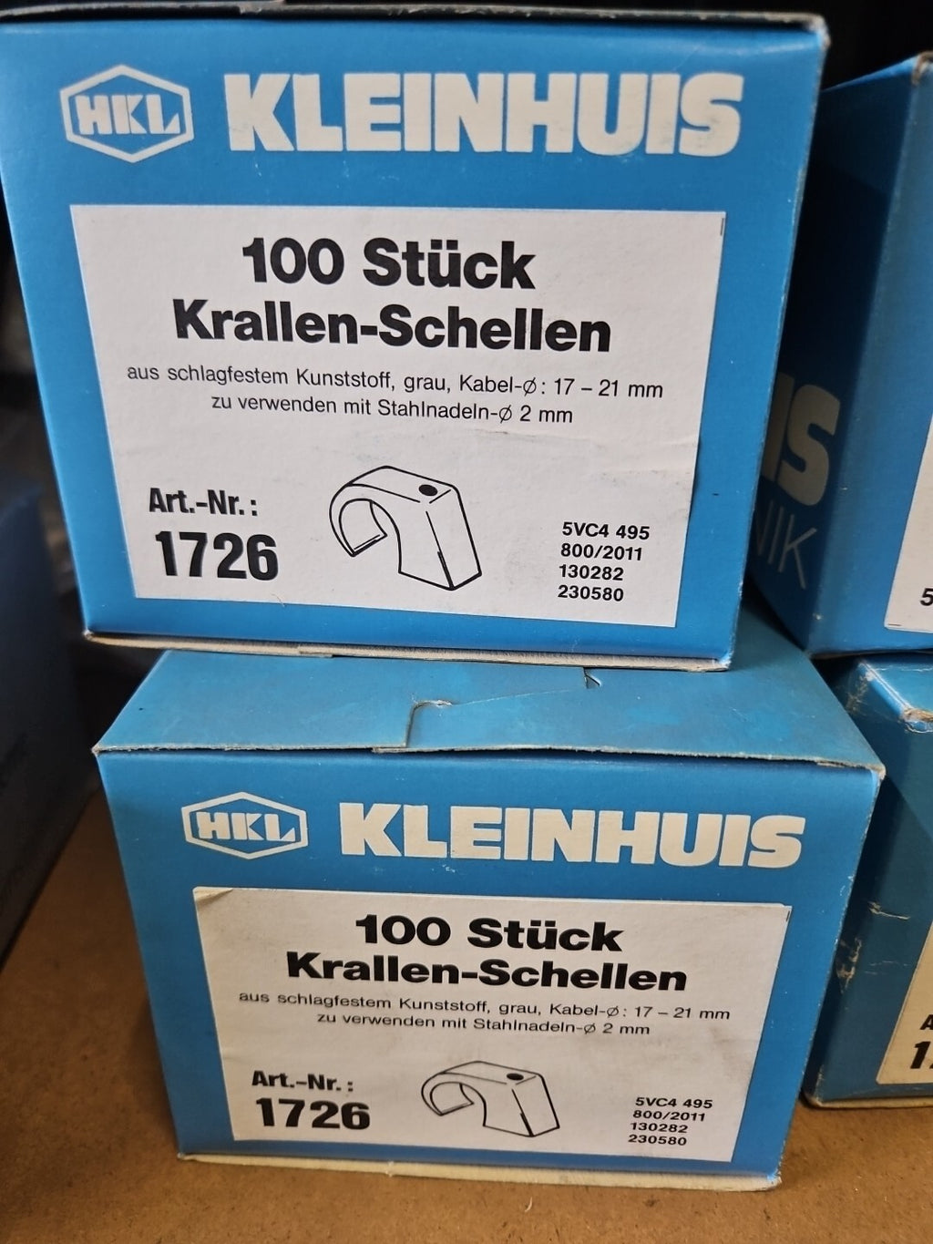 Kleinhuis 1726 Krallenschelle,ohne Nagel, für Kabel-Ø 17-21 mm,Kunststoff PP Neu