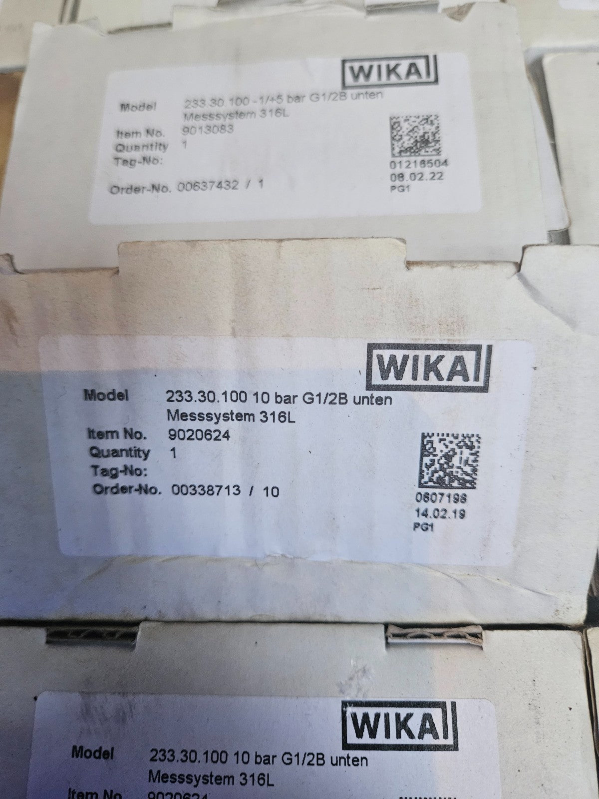 WIKA Manometer Glyzerin 233.30.100, diverse Modelle zur Auswahl G1/2"B, neu/ovp