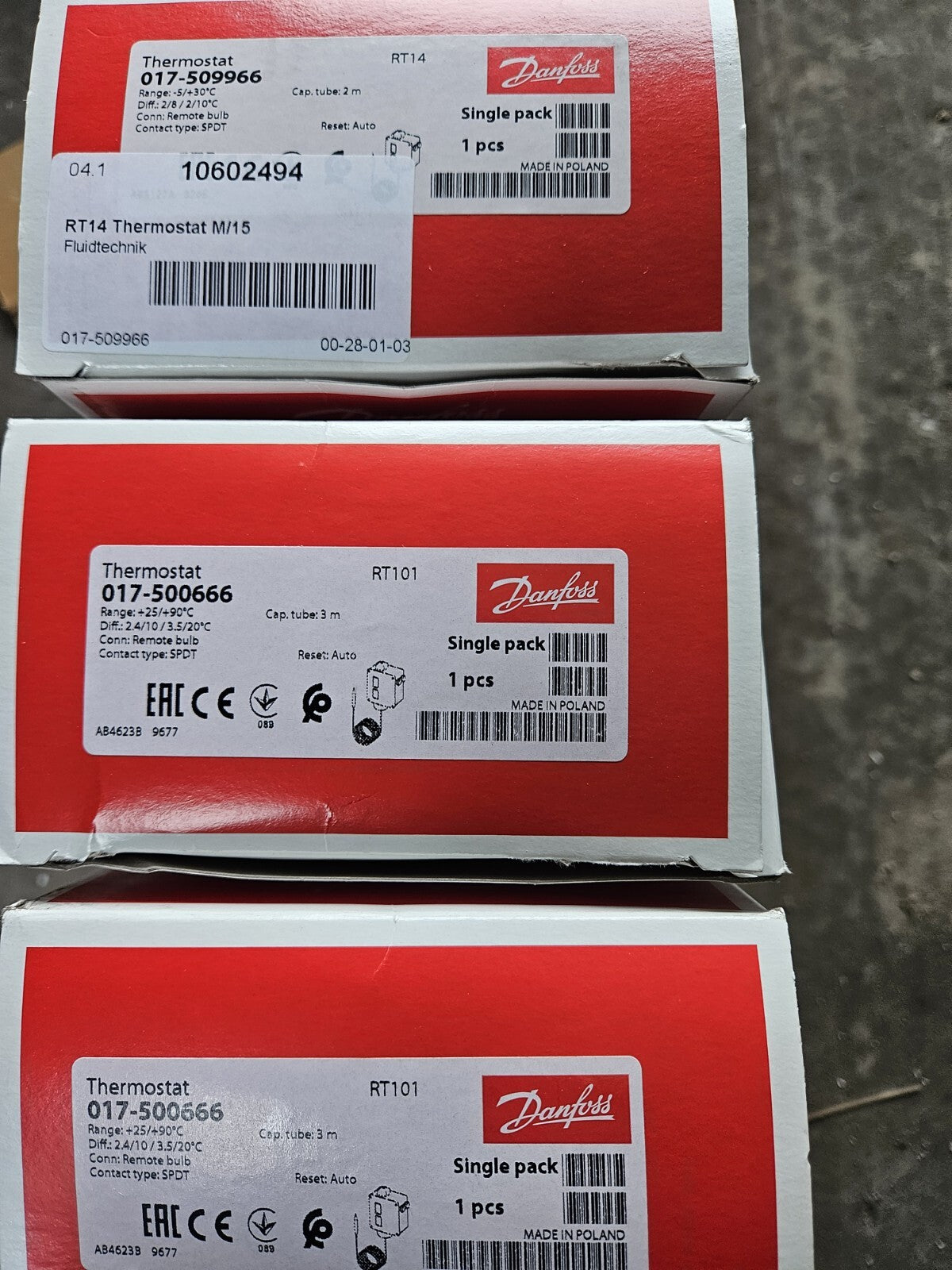 017-500666 Danfoss Temperature Switches,RT101 +25/+90C,017500666 New In Box, Neu