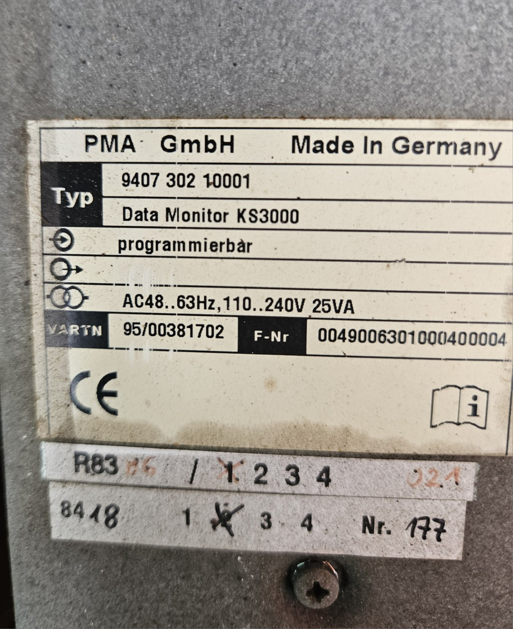 PMA Data Monitor KS 3000 Bildschirmschreiber 9407 302 10001, Used & Tested