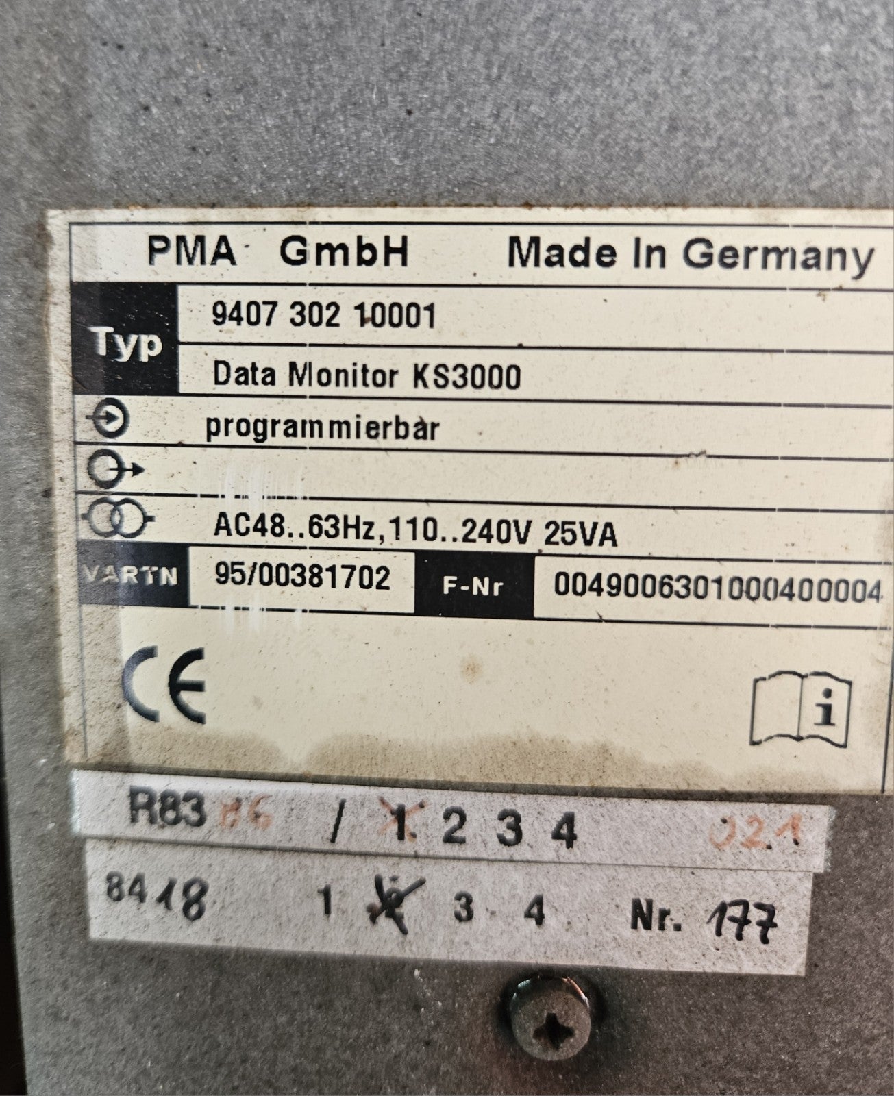 PMA Data Monitor KS 3000 Bildschirmschreiber 9407 302 10001, Used & Tested