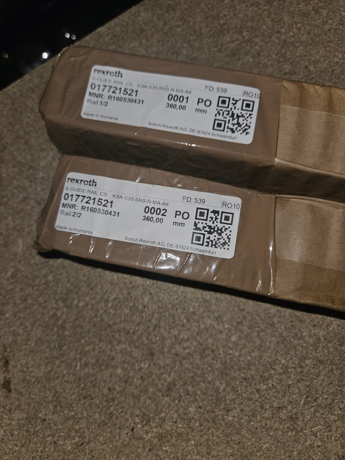 2 x Bosch Rexroth R160530431, 017721522, Kugelschienen L 636mm, Neu/ovp, New