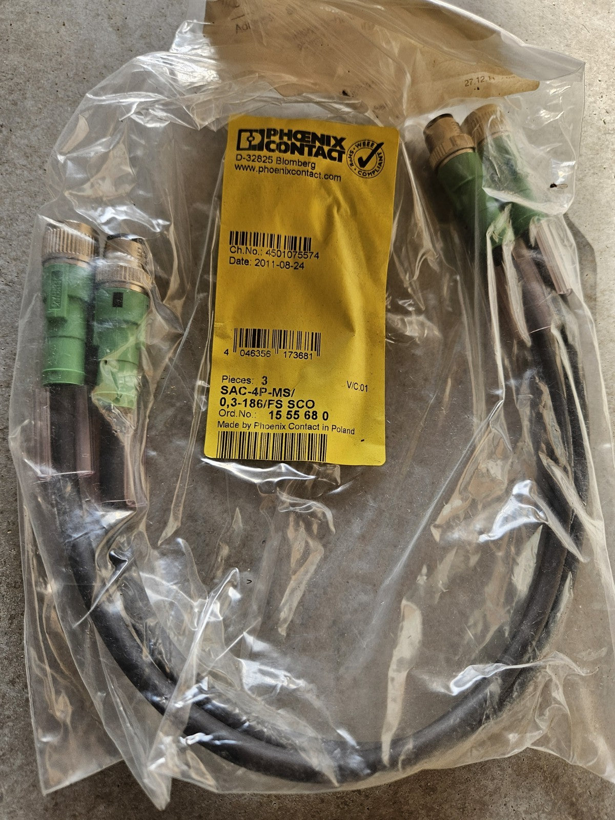 PHOENIX CONTACT SAC-4P-MS/0,3-186/FS SCO,  1555680, 15 55 58 0, Neu New Unused