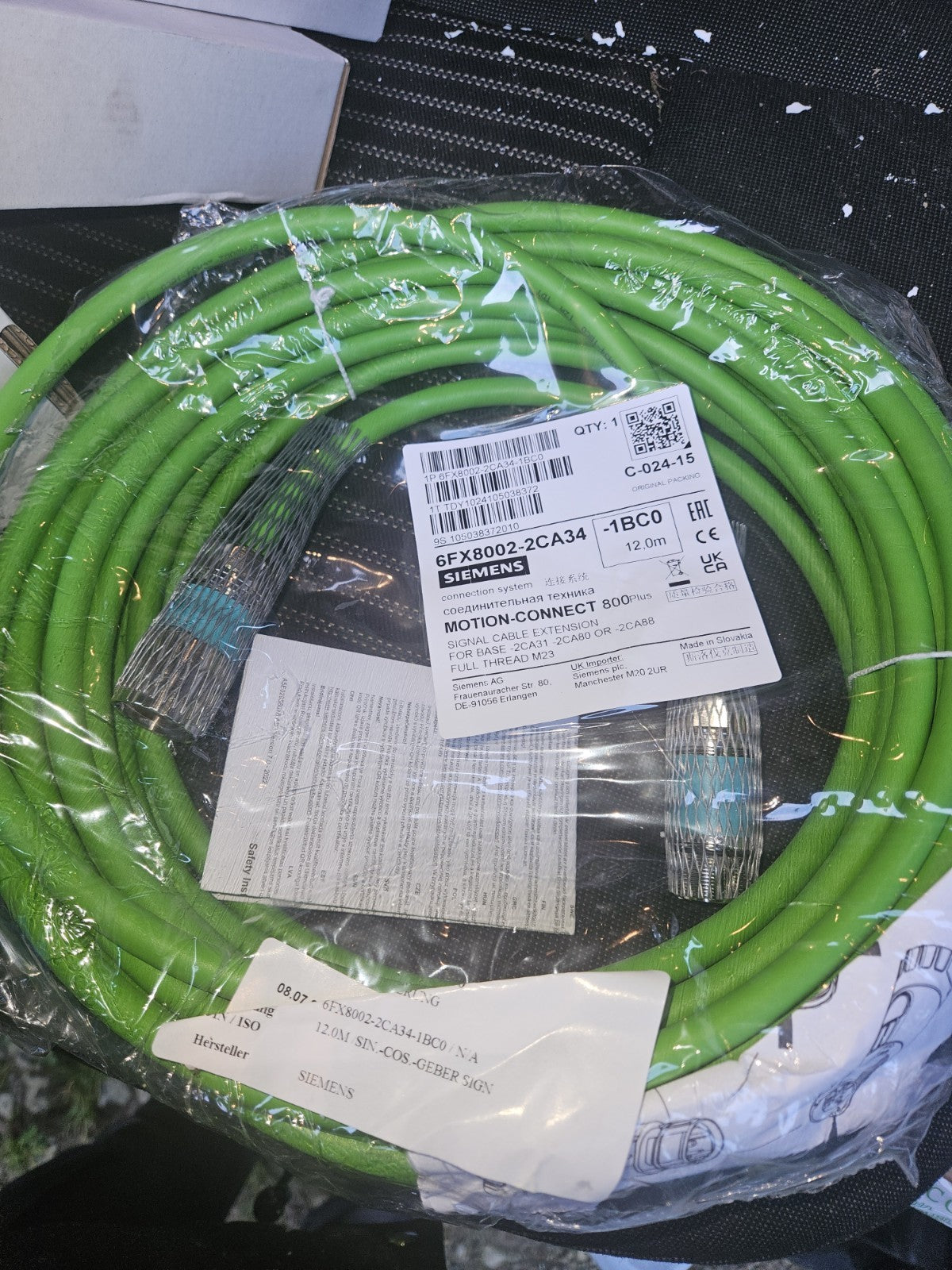 SIEMENS encoder Cable 6FX8002-2CA34-1BC0 12M, Motion Connect 800plus,New Neu/ovp