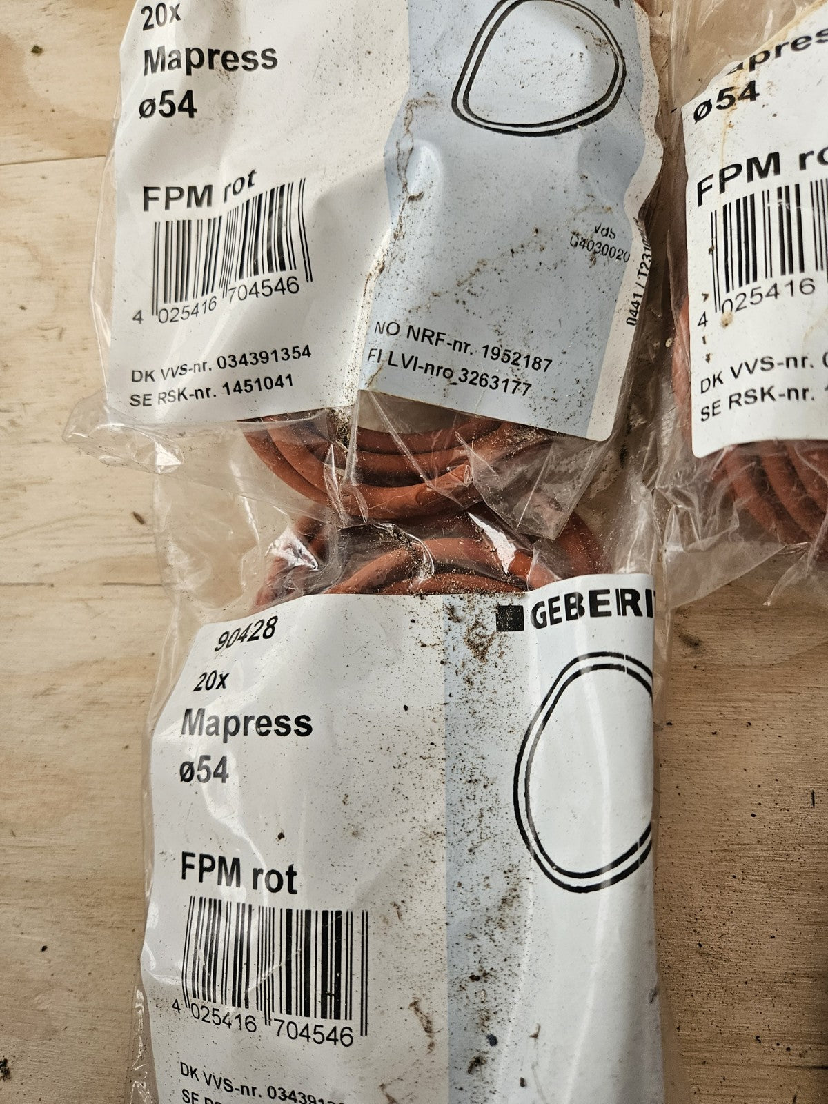 20 x GEBERIT Mapress 90428 Dichtring FPM rot, Sealed Bag, Neu/ovp 4025416704546