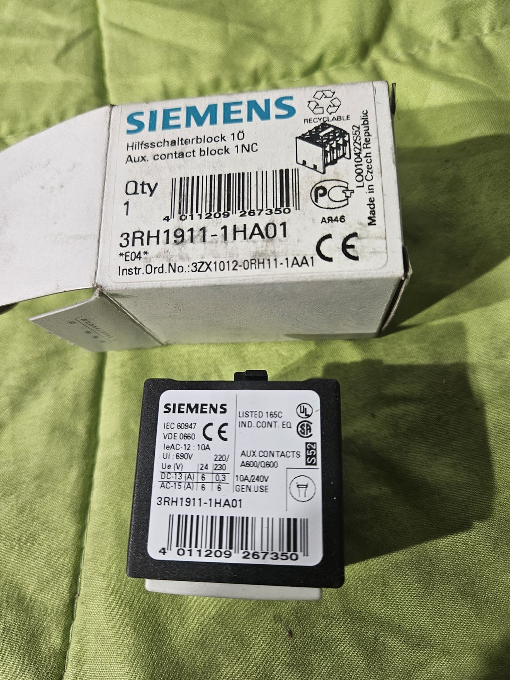 Siemens Hilfsschalterblock 3RH1911-1HA01 auxiliary switch block Neu/ovp, New