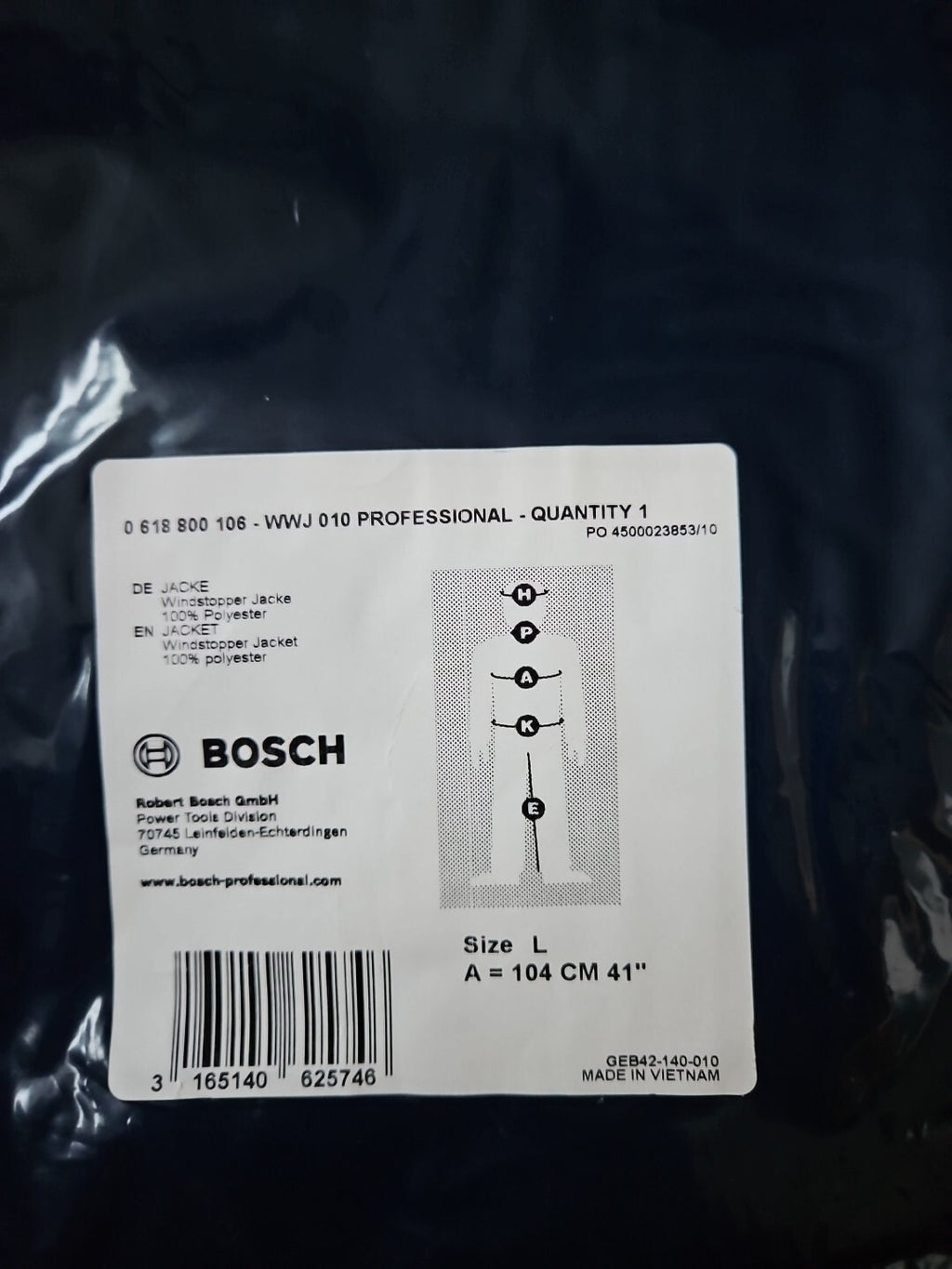 Bosch WWJ 010 Professional JACKE, 0618800106, 3165140625746, Neu/ovp, New Sealed