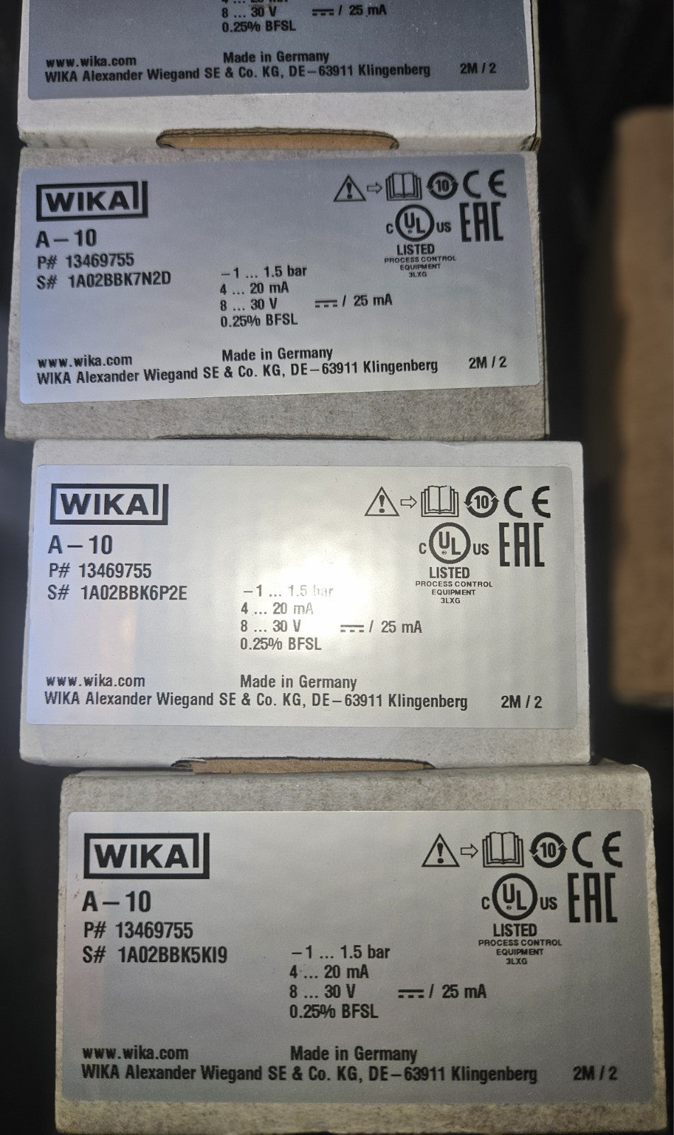 1 x WIKA A-10 Drucktransmitter, 13469755 Neu/ovp, New In Box Unused