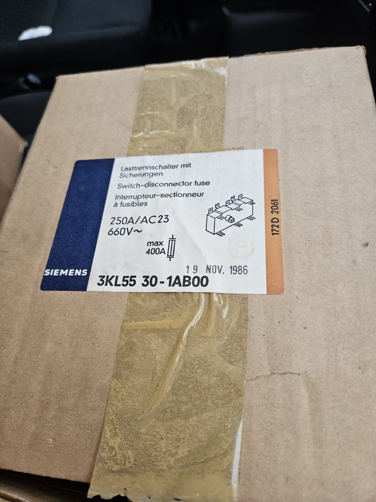 Siemens 3KL55 30-1AB00, 660V, 220A Lasttrennschalter -unused-NOS- Neu/OVP