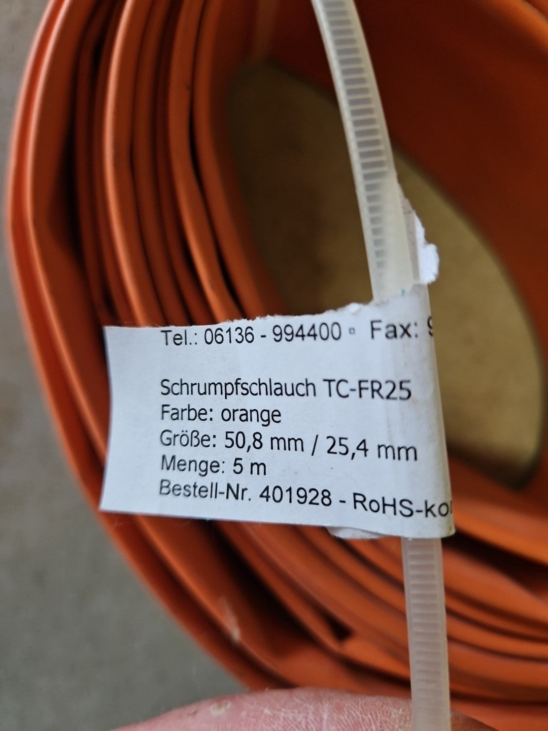 5m Schrumpfschlauch TOPCROSS TC-FR25, 50,8mm/25,4mm neu New Unbenutzt Industrie