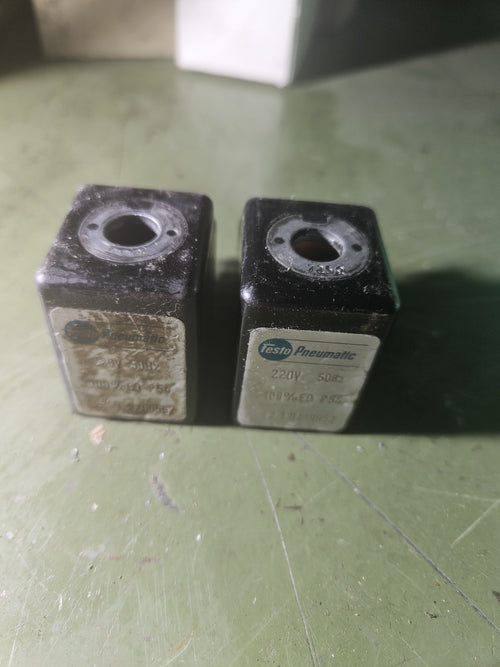 2 x FESTO Magnetspule 220V 50Hz 100% ED P54 Used, Tested Working