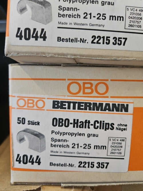 200Stk. OBO Bettermann Haft-Clip ohne Nagel 4044 lichtgrau Nagelschellen 2215357