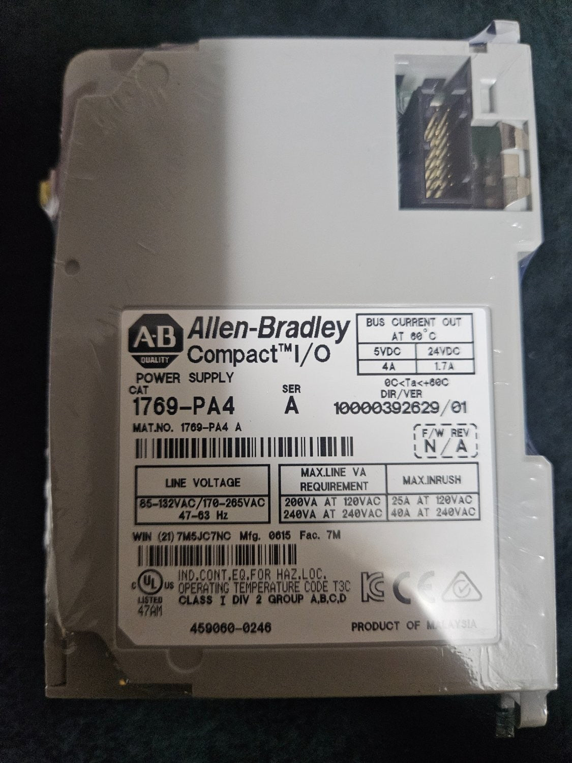 Allen-Bradley 1769-PA4 Compact I/O Plc Power Supply Module 10000392629/01 new
