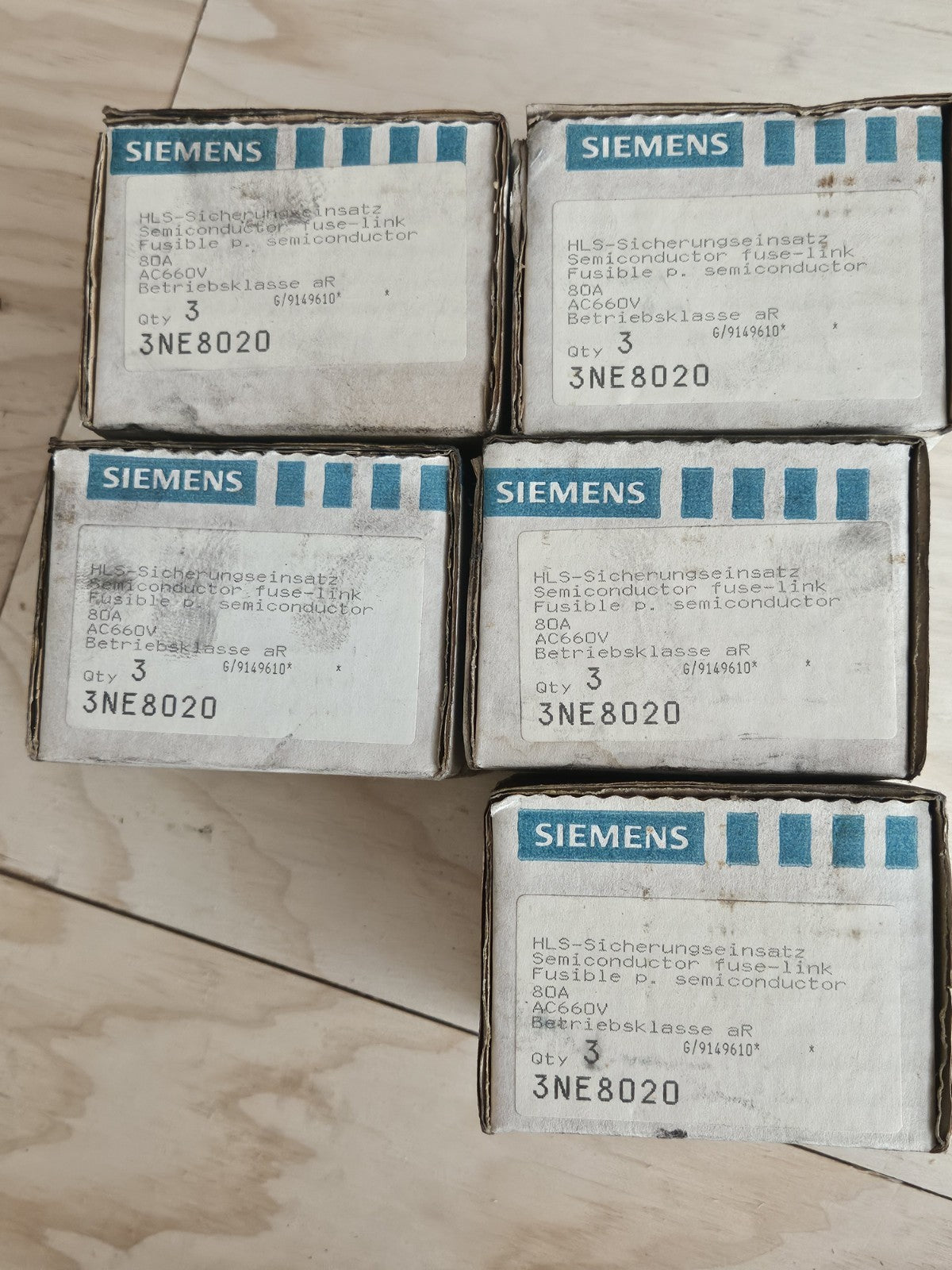 Siemens SITOR 3NE8020 Fuse Semiconductor (3pcs) new In Box, Unused Neu/ovp