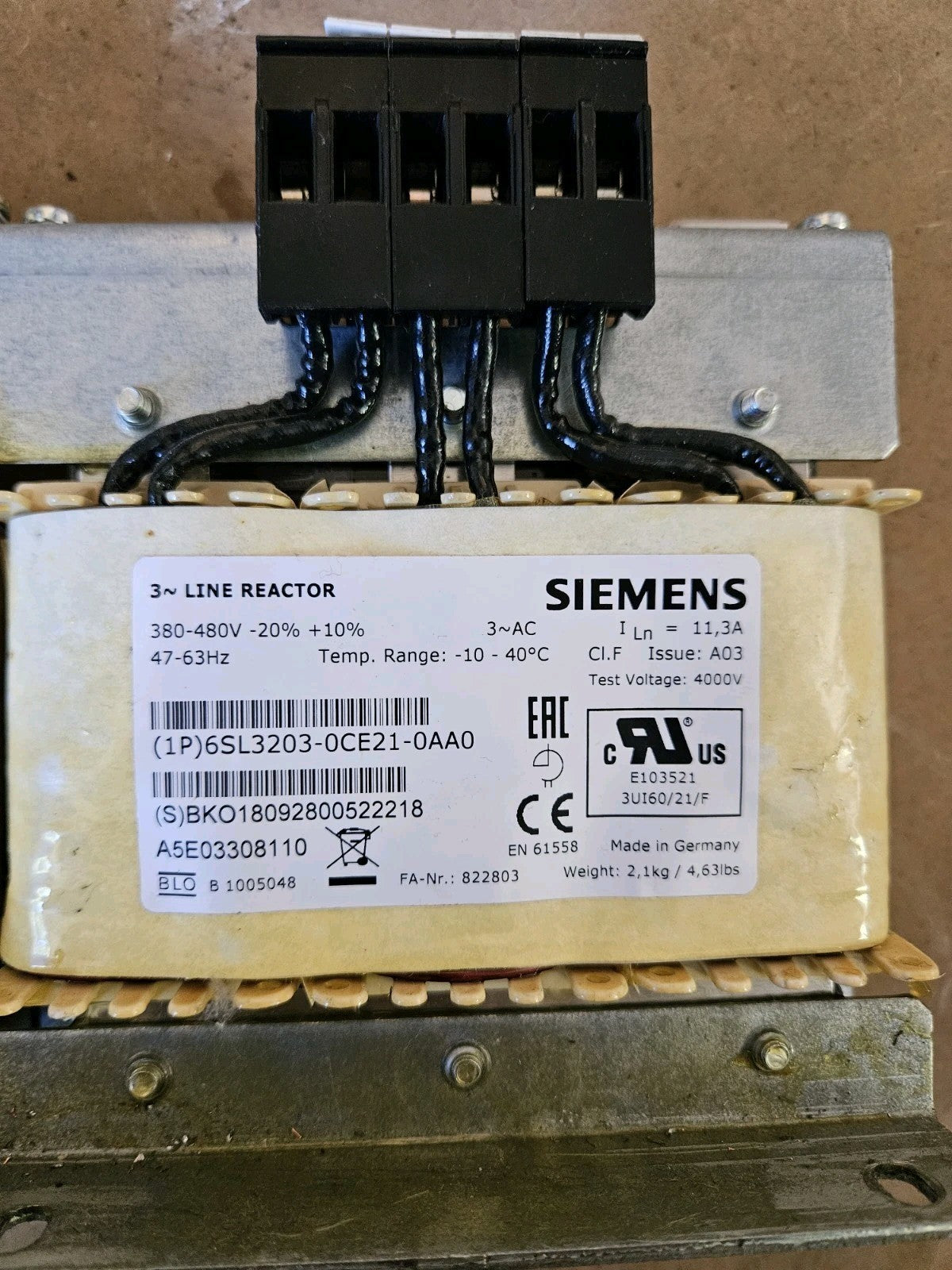 Siemens Line Reactor | Netzwerkdrossel, 6SL3203-0CE21-0AA0, Neu Unused New 
