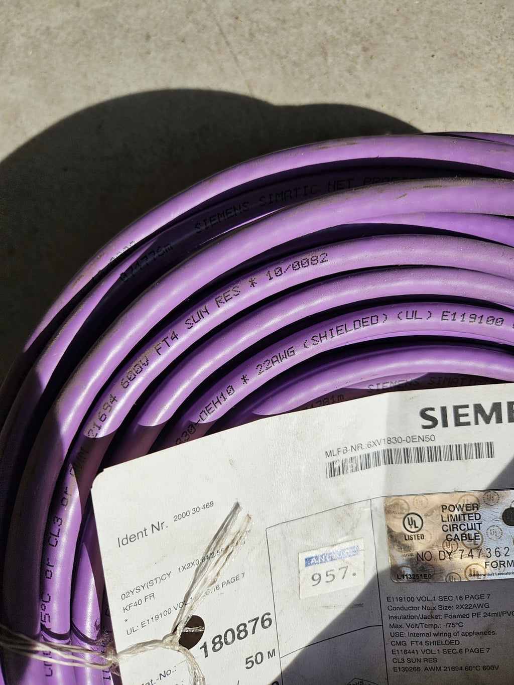 50m Org.Siemens 02YSY (ST) CY 1x2x0,64/2,55-150 VI KF 40 FR Feldbusleitung Neu!