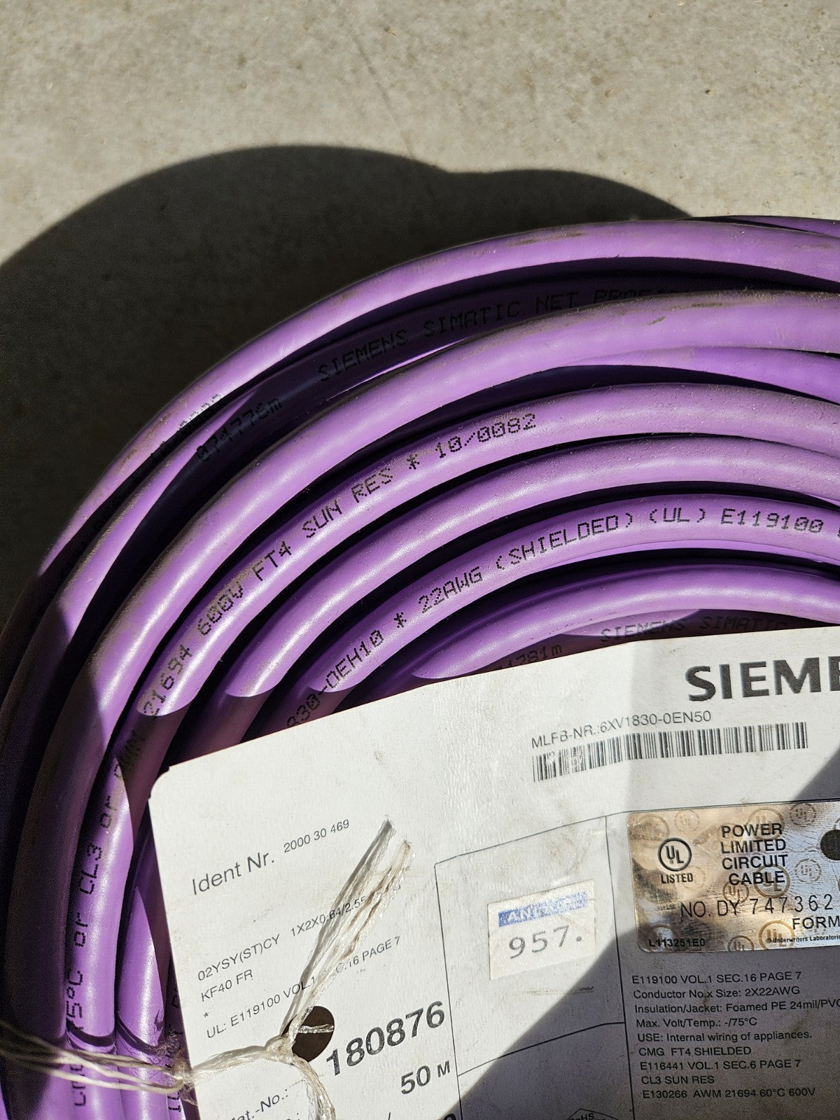 50m Org.Siemens 02YSY (ST) CY 1x2x0,64/2,55-150 VI KF 40 FR Feldbusleitung Neu!
