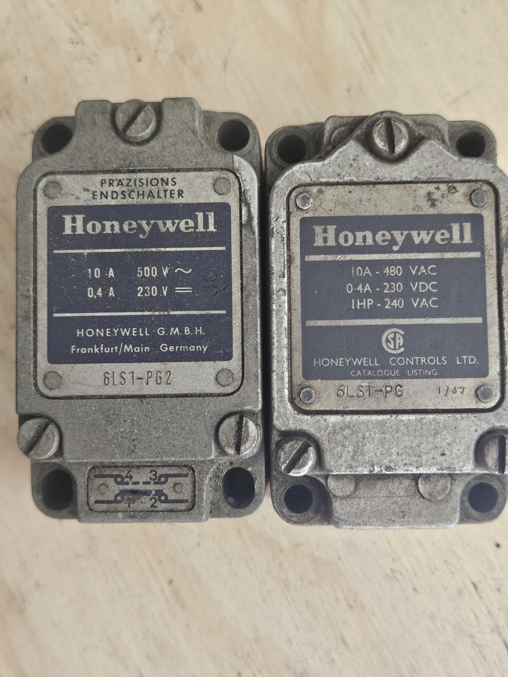 2 x Honeywell 6LS1-4PG und 6LS1-PG  Limit Switch, Endschalter Tested Working
