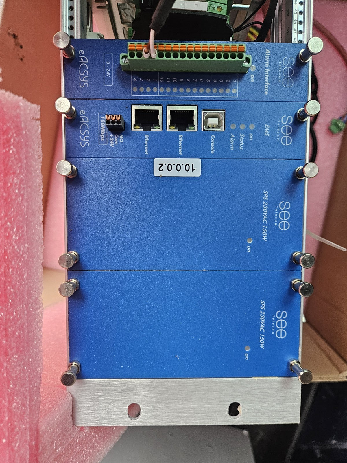 SEE Telecom eACSYS 3U Optical Subrack K000000003015 with EMS VSWR & Dual PSU 