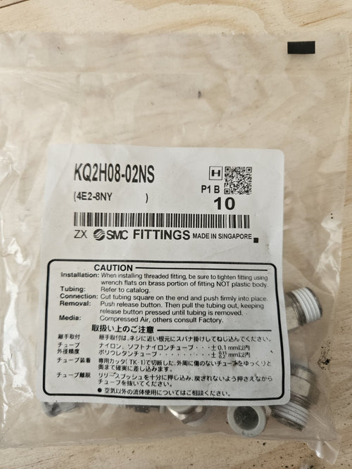 10 x SMC  Fittings KQ2H08-G02N, 4E2-8NY New In Sealed Bag, Neu/ovp
