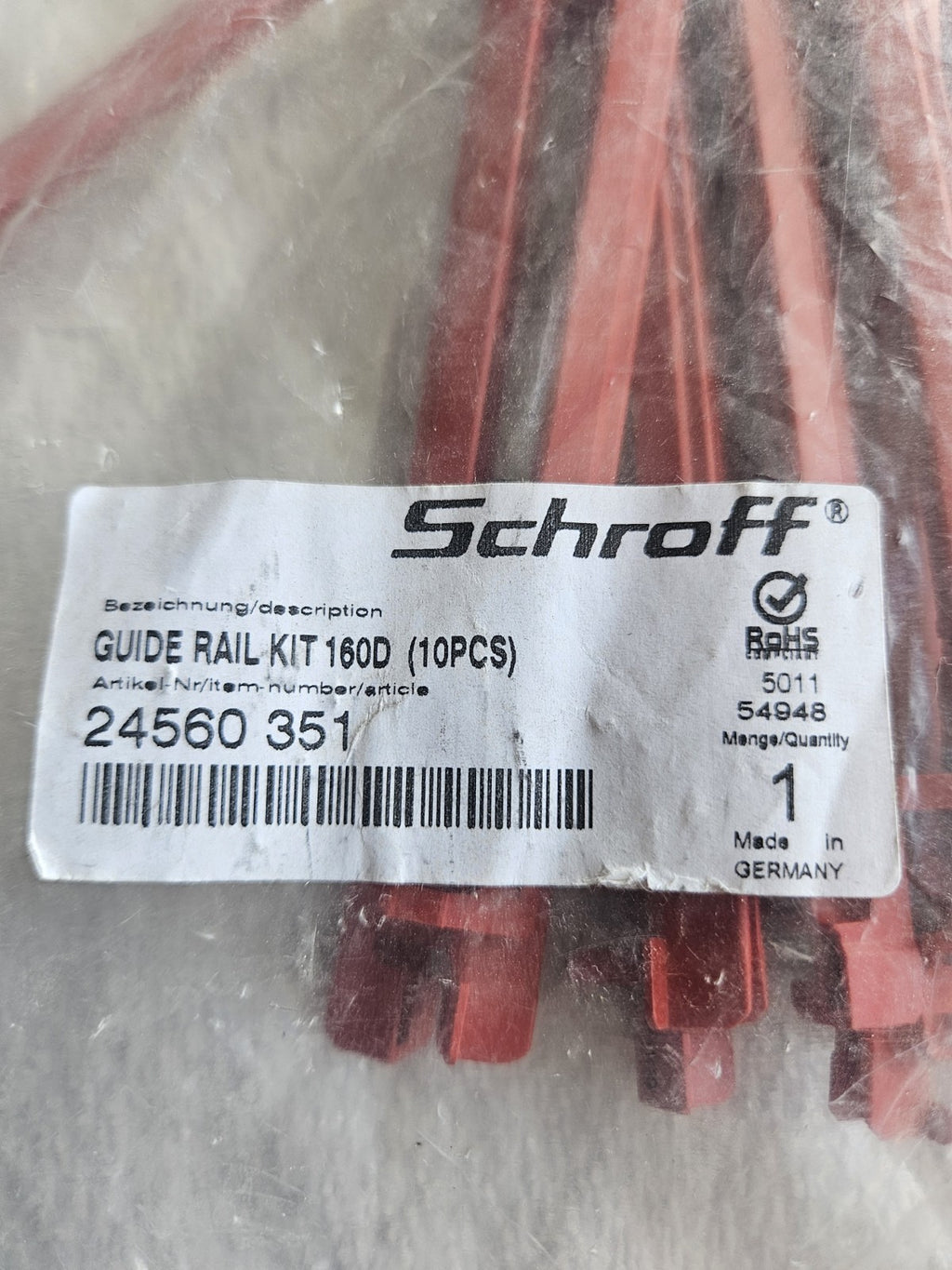 Schroff Guide Rail Kit 160D – 24560-351 – 10er Pack – NEU – für 19" Baugruppe.